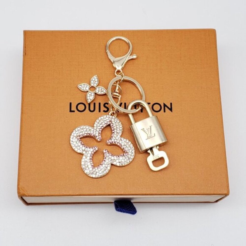 Authentic Louis Vuitton Gold Lock & Box w/ Unbranded Clover Bagcharm
